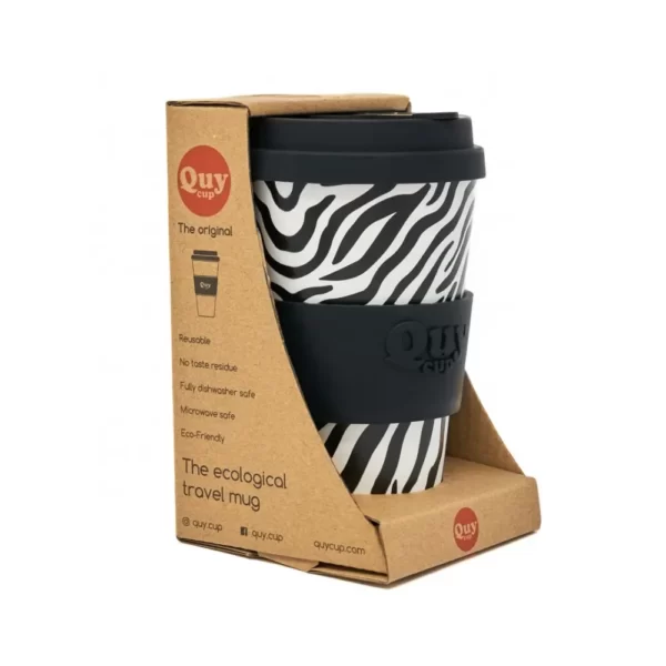 Packing mug de voyage Zebra en fibre de bambou QuyCup - 40cl - ETIENNE Coffee & Shop