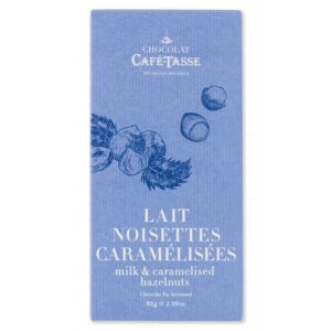 Tablette de chocolat au lait, noisettes caramélisées salées CAFE-TASSE - 85g