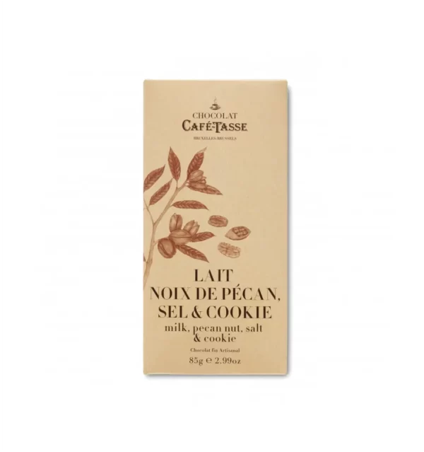 Tablette de chocolat au lait noix de pécan, sel et cookie CAFE-TASSE - 85g