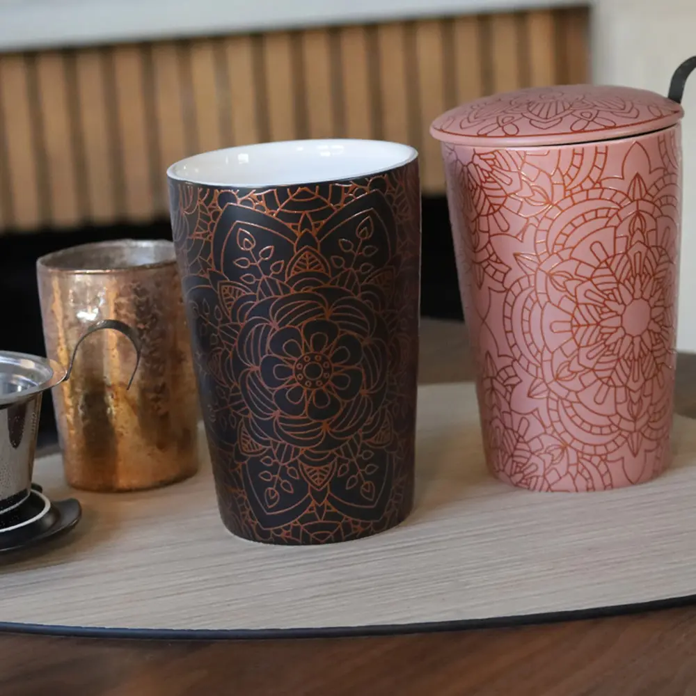 Tasse et Théière Mandala Rose