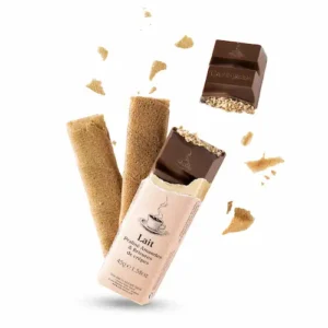 Barre de chocolat au lait, praliné et brisures de crêpes