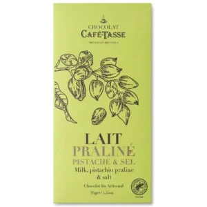 tablette chocolat au lait praliné pistache et sel